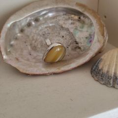 Sterling Silver And Amber Ring