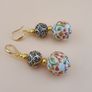 Afghani Handcrafted Colorful Enamel & Sparkling Brass Beaded Drop Earrings Vintage Ethnic Design Image 7
