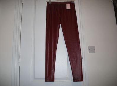 Wet look style Burgundy leggings size M/L BNWT