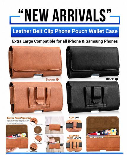 Leather Belt Clip Phone Pouch Wallet Case