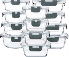 Glass Food Storage Containers 24 Piece - Airtight Meal Prep - Brand New