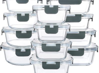 Glass Food Storage Containers 24 Piece - Airtight Meal Prep - Brand New
