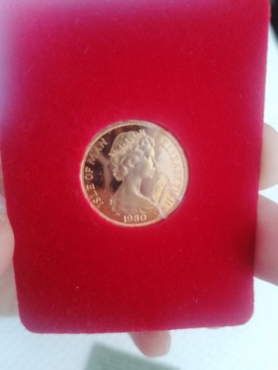 1980 Isle Of Man Gold Proof One Crown Coin