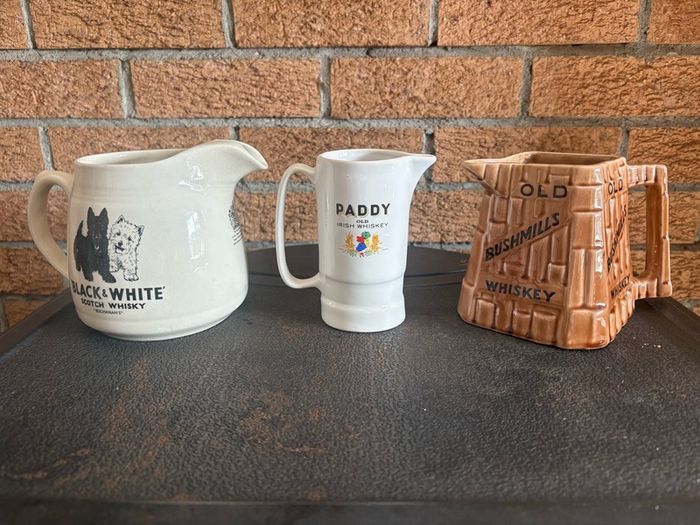 Vintage advertising Whiskey Water jugs