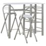 3 Piece Bar Set with Shelves Wood and Steel White Image 2