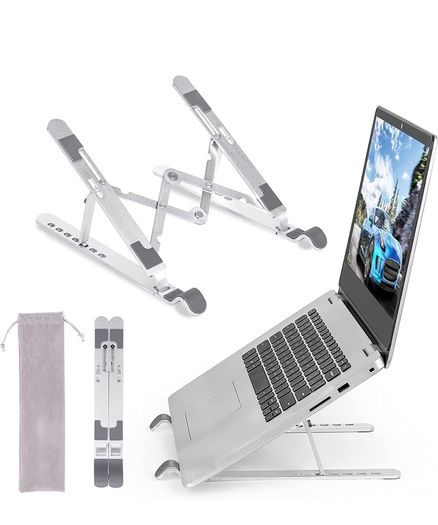6 Levels Adjustable Ergonomic Air Ventilation laptop stand , Compatible with MacBook Air, Dell, 10-15.6 inch laptop , ABS+Silicone