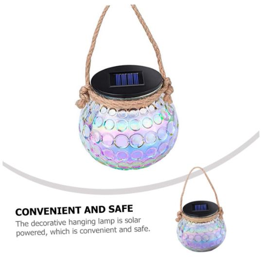 2pcs Glass Jar Hanging Lights Decorative Lanterns Mosaic Solar Lantern Solar Lights