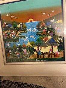 Original painting, 'naive' style, professionally framed