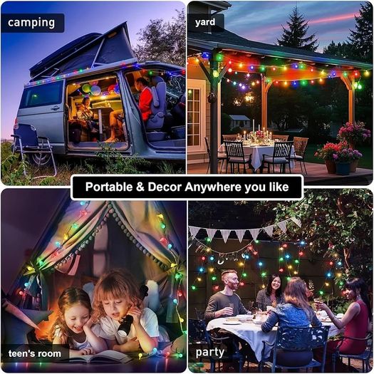120LED Fairy Lights Plug in, 12M/39ft Globe String Lights, 8 Mode Christmas Lights Outdoor with Remote Control/Timer for Bedroom, Party, Decorations(Multi-Coloured)