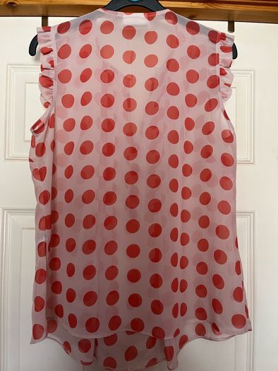 Wallis Pink Spot Frill Top