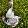 Mid-Century USSR Porcelain Sculpture Two Geese by Dmitry Gorlov Verbilki Export Mark DFZ Image 2