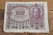 Austria-Hungary, 20 Kronen banknote, 2 January 1922, circulated - free standard postage