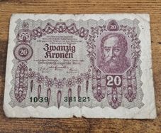 Austria-Hungary, 20 Kronen banknote, 2 January 1922, circulated - free standard postage