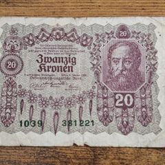 Austria-Hungary, 20 Kronen banknote, 2 January 1922, circulated - free standard postage