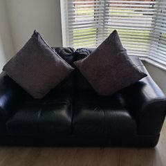 black Italian leather sofas