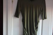 Olive green,  ruched sides and a V neckline top, size 10