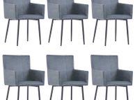 main image for ad Dining Chairs with Armrests 6 pcs Grey Faux Suede Leather