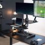 91cm Electric Motor Desk Converter Height Adjustable Riser Sit to Stand Dual Monitor and Laptop Workstation with Wide Keyboard Tray Black DESK-VE36B Image 2