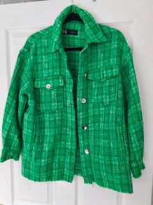 Zara tweed overshirt jacket, green size S