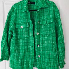 Zara tweed overshirt jacket, green size S