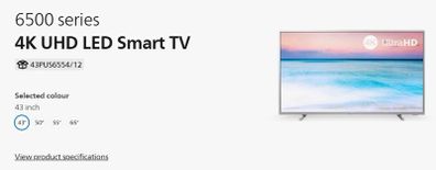 Phillips 6500 Series 4K UHD LED Smart TV 43 inch