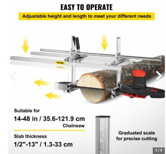 Chainsaw Mill Planking Milling From 18" To 48" Guide Bar Trimmer Fire Portable