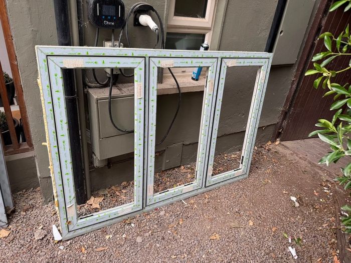Brand new window 1785W 1230 H plus 20 drip   Agate Grey on White Grain Flush Frame   Beads for triple glazing but no glass