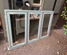 Brand new window 1785W 1230 H plus 20 drip   Agate Grey on White Grain Flush Frame   Beads for triple glazing but no glass