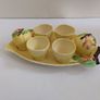 Delightful Rare and Complete Carlton Ware Saladware Egg Cup Cruet Set in the Embossed Apple Blossom Pattern, Yellow Colourway, Circa 1938 Image 6