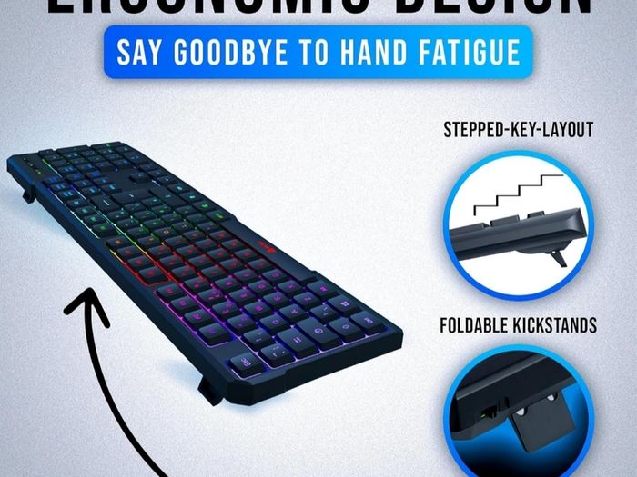 Chroma Gaming Keyboard UK Layout + Slim, Durable, Ergonomic, Quiet, Water Resistant, Silent Keys, USB + Wired Backlit Keyboard for Laptop PC Mac Gamer PS4 keyboard + NEW VERSION + Black  O5wt