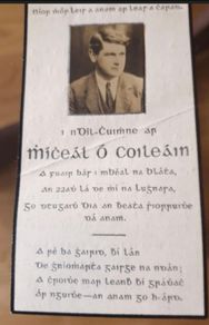 Micheal Collins Memorial Card