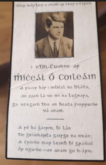 Micheal Collins Memorial Card