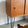 Vintage Mid Century Teak Sliding Door Storage/Vinyl Cabinet Image 6