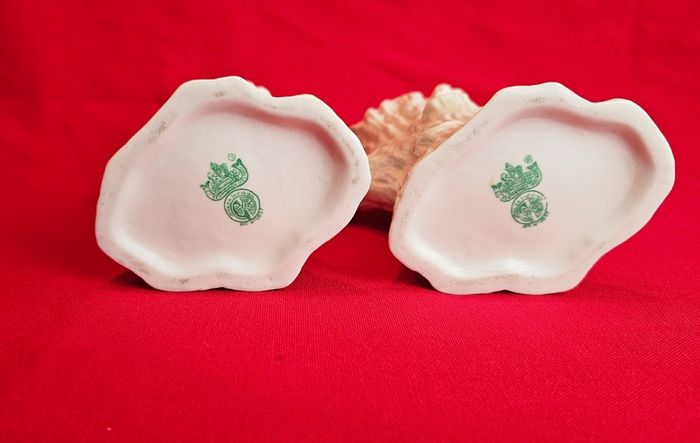 Pair of Belleek Tree Stump Vases (Spill Vases), 5th Mark, Ireland