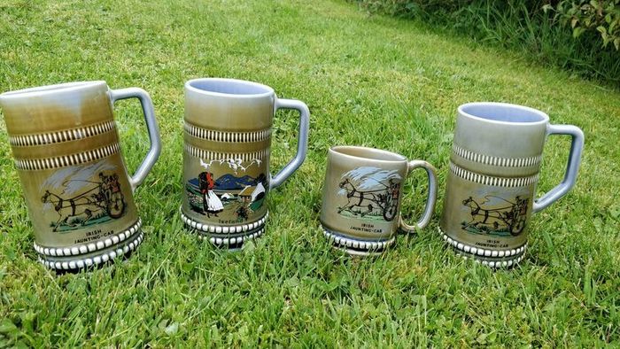Irish Porcelain Tankards x 4