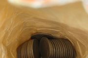 Bank bag of 6d coins