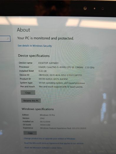Microsoft Surface Pro 3 12inch i5-4300U 8GB RAM 256GB SSD Windows 10 Pro Touch
