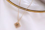 Emerald Stone Delicate Crystal Gold Tone Necklace