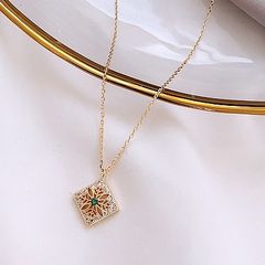 Emerald Stone Delicate Crystal Gold Tone Necklace