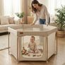 Baby Playpen All Stars Joy Award Winning Foldable  Large, Portable Play Pen for Babies & Toddlers, Breathable Mesh & Fitted Mat, Easy to Set Up, Includes Travel Bag  Taupe (6 to 36 Months) Image 2