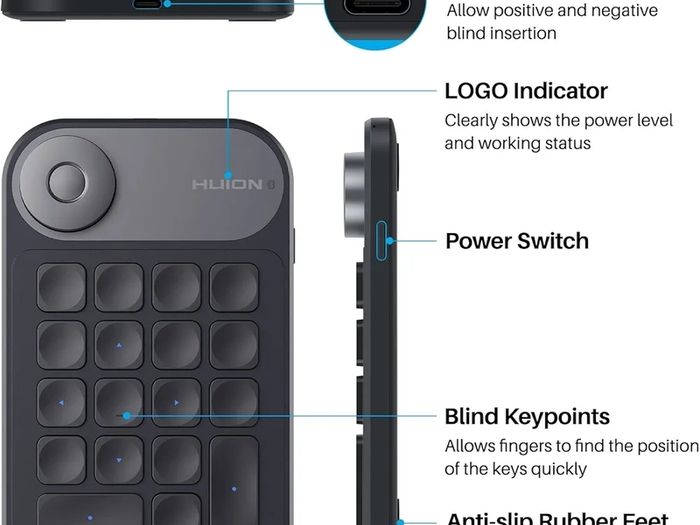 HUION Keydial Mini K20 Bluetooth Remote Keyboard