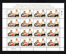 2010 Ireland 50th Anniversary of the Irish Wheelchair Association Commemorative Stamps Sheetlet Plate 1B1B1B1B Mint Never Hinged (MNH)