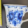 Vintage Russian Gzhel Porcelain Teacup Saucer Katerina Cobalt Blue Stamp Image 6