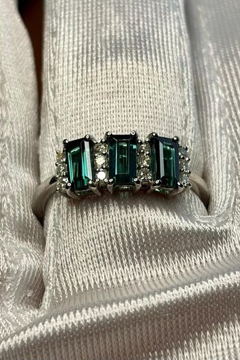 Platinum Diamond 950 Platinum AAA Mutuca Indicolite (Green Tournalines) & Diamond
