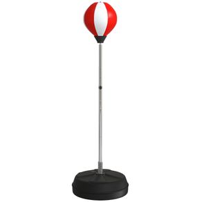 Adjustable Free-Standing Punching Bag with Gloves & Fillable Base, 43 x 43 x 126-144 cm (17 x 17 x 49.6-56.7 in),Red/White