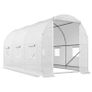 3.5 x 2 x 2 m Large Galvanised Steel Frame Outdoor Poly Tunnel Garden Walk-In Patio Greenhouse - White Image 2