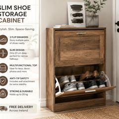 Shoe Cabinet Shoe storage 2 flaps industrial style