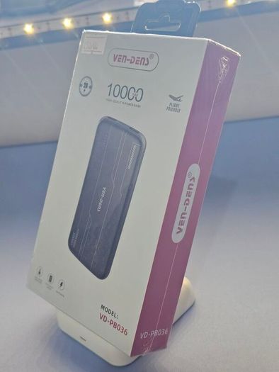 Power Bank Latest Ven dens VD-PB036 10000mAh 2A Fast charging high quality portable lightweight design In Black Colour.