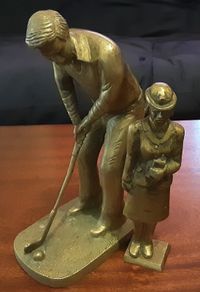 three vintage heavy brass item's, 2nd golfer added