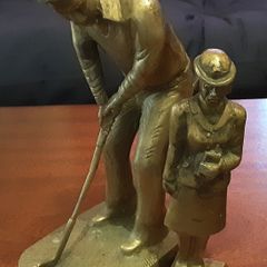 three vintage heavy brass item's, 2nd golfer added